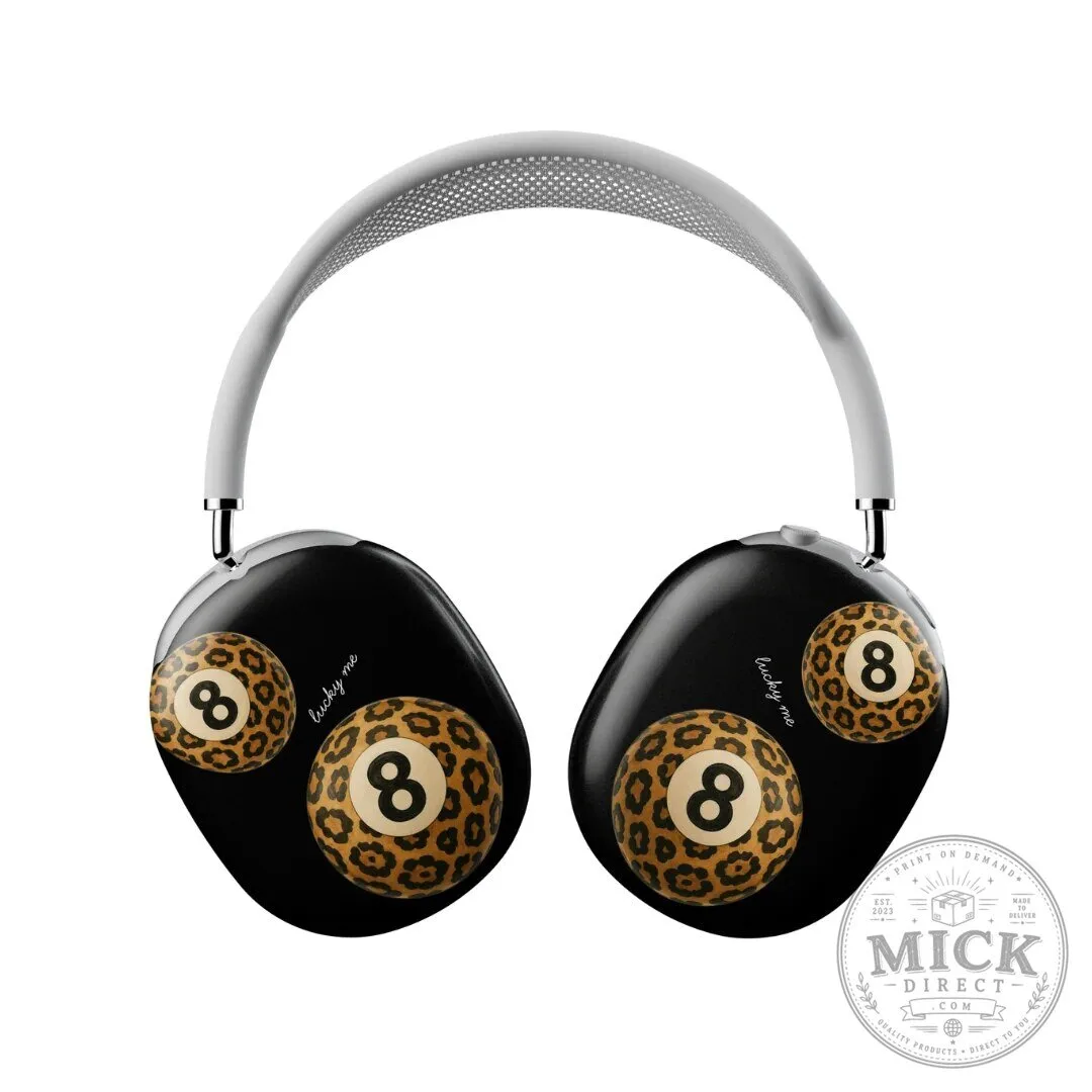 Leopard Print Lucky Me Eight Ball AirPods Max Case Cover